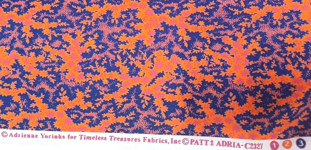 Orange Purple Adria Adrienne Yorinks Timeless Cotton Fabric 1 Pc 30